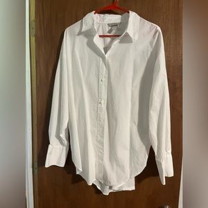 White H&M oversized button down dress shirt.